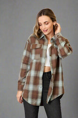 Plaid Dropped Shoulder Shirt - Cute Little Wish