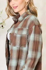 Plaid Dropped Shoulder Shirt - Cute Little Wish