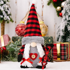 Plaid Pointed Hat Faceless Gnome - Cute Little Wish