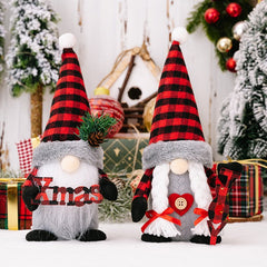 Plaid Pointed Hat Faceless Gnome - Cute Little Wish