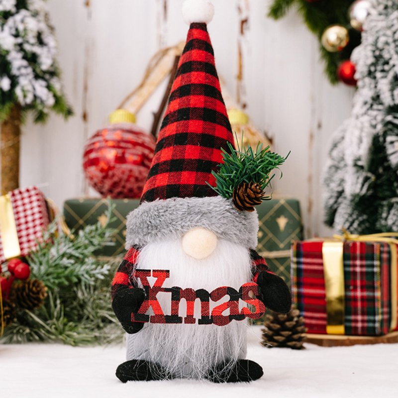 Plaid Pointed Hat Faceless Gnome - Cute Little Wish