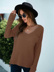 Plunge Slit T-Shirt with Pocket - Cute Little Wish