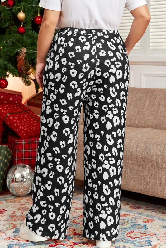 Plus Size Leopard Elastic Waist Pants - Cute Little Wish