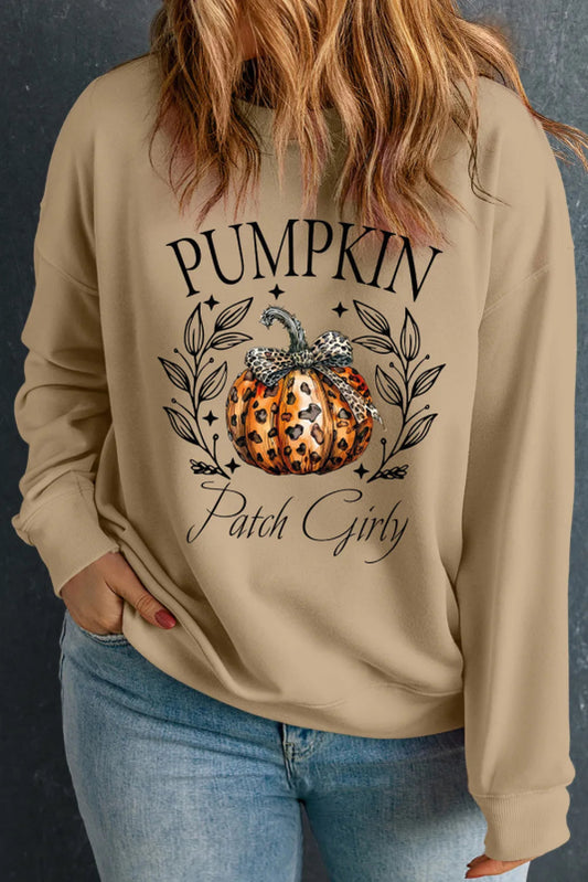 Plus Size Pumpkin Graphic Long Sleeve Sweatshirt - Cute Little Wish