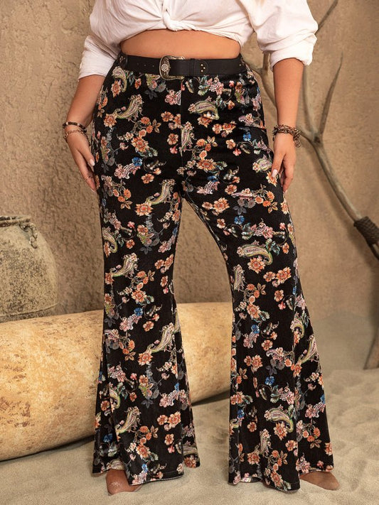 Plus Size Wide Leg Printed Pants - Cute Little Wish