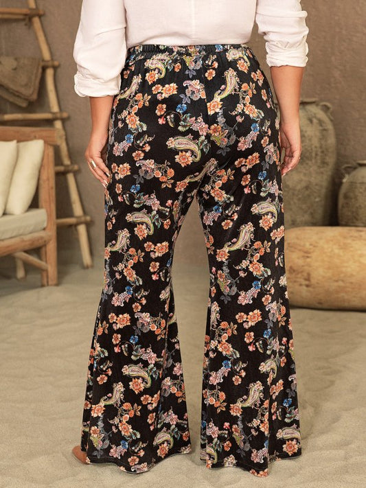 Plus Size Wide Leg Printed Pants - Cute Little Wish