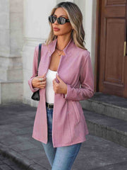 Printed Open Front Long Sleeve Blazer