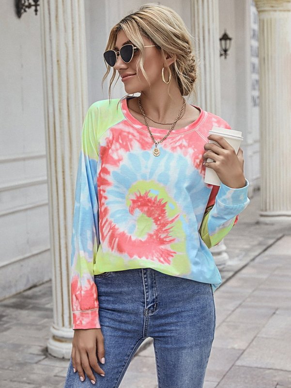 Printed Round Neck Raglan Sleeve Tee - Cute Little Wish