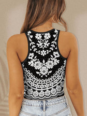 Printed Round Neck Tank - Cute Little Wish