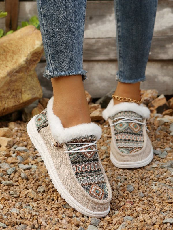 Printed Round Toe Flat Slip - Ons