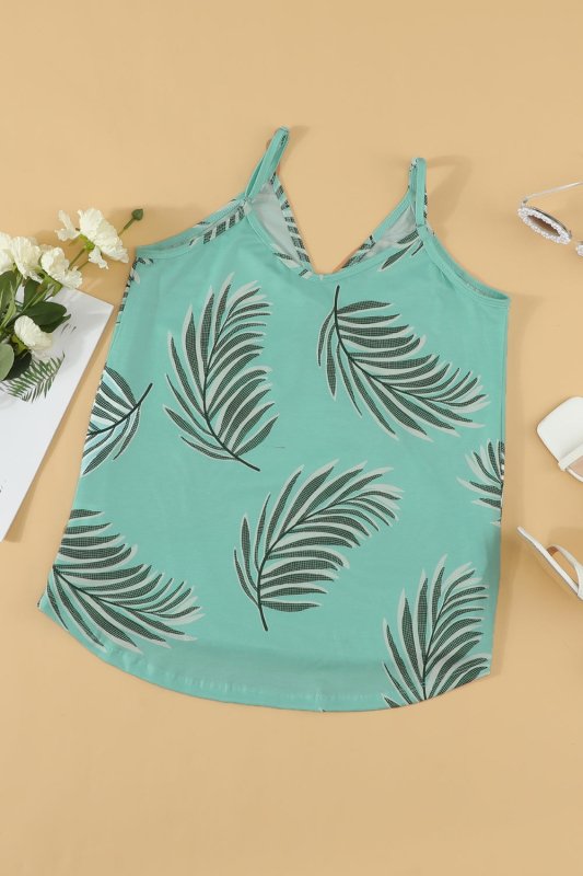 Printed Surplice Spaghetti Strap Cami - Cute Little Wish