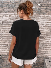 Round Neck Cuffed Sleeve T-Shirt - Cute Little Wish