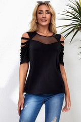 Round Neck Cutout Raglan Sleeve Tee - Cute Little Wish