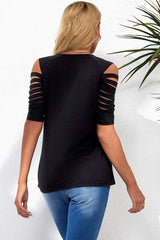 Round Neck Cutout Raglan Sleeve Tee - Cute Little Wish