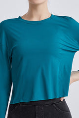 Round Neck Dropped Shoulder Active T-Shirt - Cute Little Wish