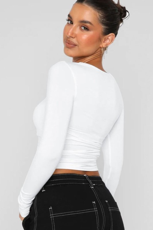 Round Neck Long-Sleeve Top - Cute Little Wish