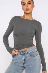 Round Neck Long-Sleeve Top - Cute Little Wish