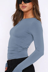 Round Neck Long-Sleeve Top - Cute Little Wish