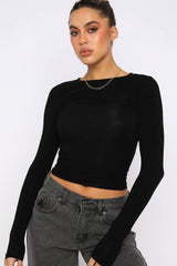 Round Neck Long-Sleeve Top - Cute Little Wish