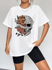 Round Neck Short Sleeve Graphic T-Shirt - Cute Little Wish