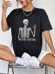 Round Neck Short Sleeve Never Better Graphic T-Shirt - Cute Little Wish