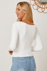 Ruched Long Sleeve T-Shirt - Cute Little Wish