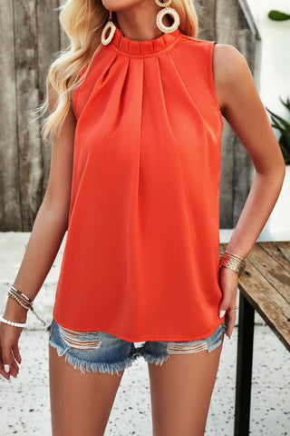 Ruched Mock Neck Tank - Cute Little Wish
