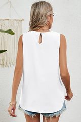 Ruched Round Neck Tank - Cute Little Wish