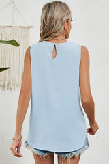 Ruched Round Neck Tank - Cute Little Wish