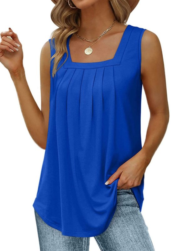 Ruched Square Neck Tank - Cute Little Wish