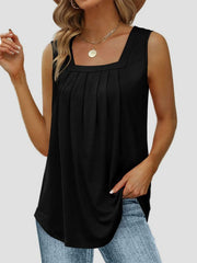 Ruched Square Neck Tank - Cute Little Wish