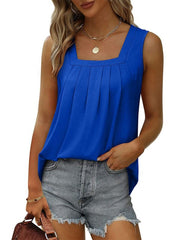 Ruched Square Neck Tank - Cute Little Wish