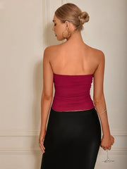 Ruched Tied Tube Top - Cute Little Wish