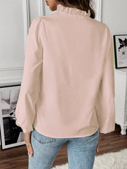 Ruffled V-Neck Long Sleeve Blouse - Cute Little Wish