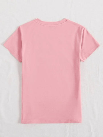 Sequin Rabbit Round Neck Short Sleeve T-Shirt - Cute Little Wish