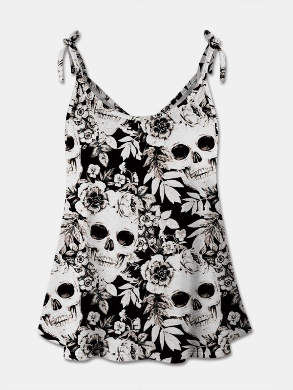 Skull Print Scoop Neck Cami - Cute Little Wish