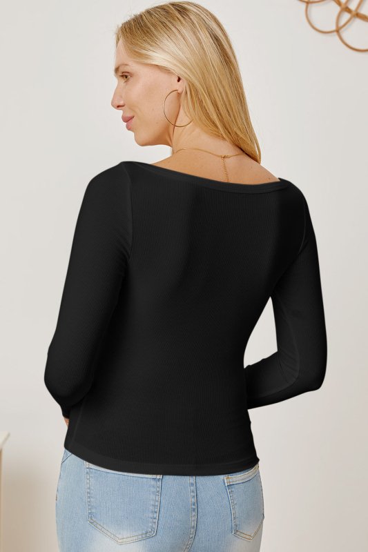 Square Neck Long Sleeve T-Shirt - Cute Little Wish