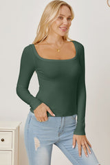 Square Neck Long Sleeve T-Shirt - Cute Little Wish