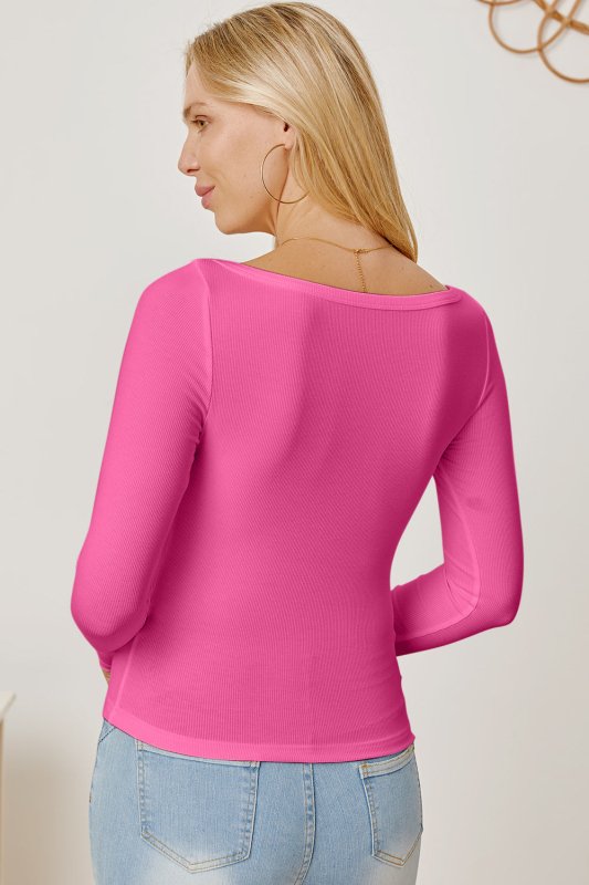 Square Neck Long Sleeve T-Shirt - Cute Little Wish