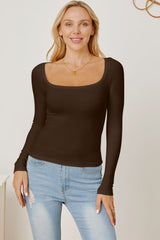 Square Neck Long Sleeve T-Shirt - Cute Little Wish