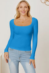 Square Neck Long Sleeve T-Shirt - Cute Little Wish