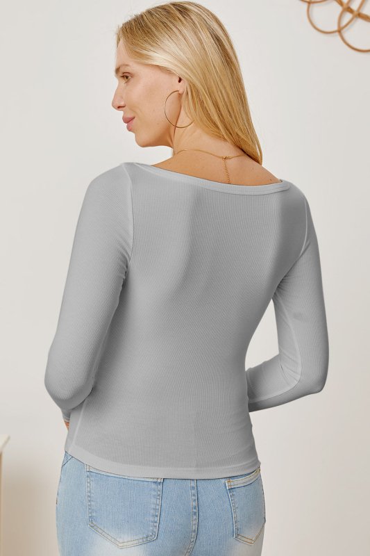 Square Neck Long Sleeve T-Shirt - Cute Little Wish