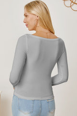 Square Neck Long Sleeve T-Shirt - Cute Little Wish