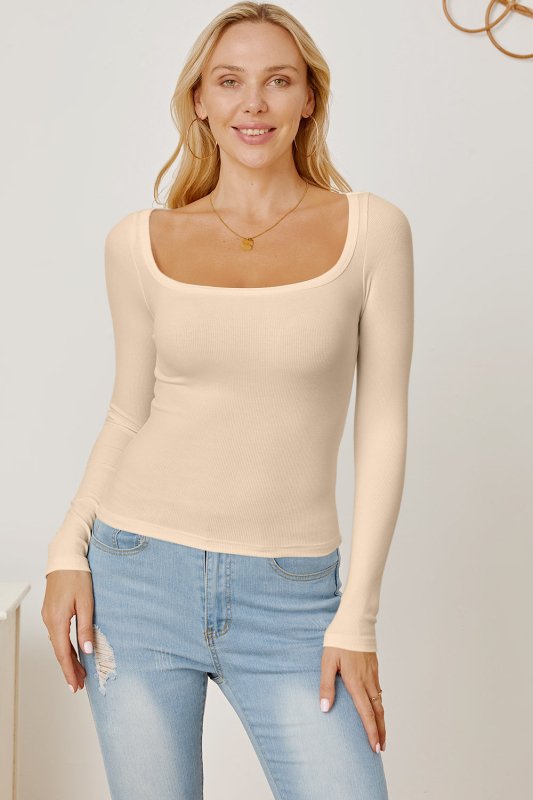 Square Neck Long Sleeve T-Shirt - Cute Little Wish