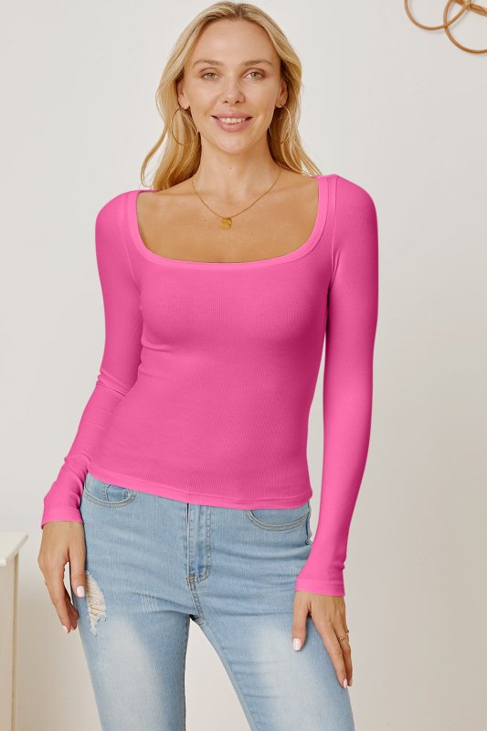 Square Neck Long Sleeve T-Shirt - Cute Little Wish