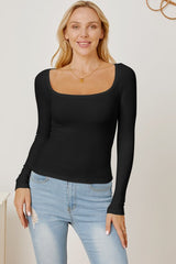 Square Neck Long Sleeve T-Shirt - Cute Little Wish