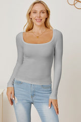 Square Neck Long Sleeve T-Shirt - Cute Little Wish