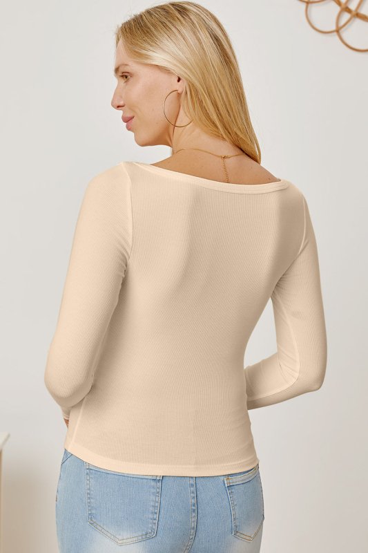 Square Neck Long Sleeve T-Shirt - Cute Little Wish