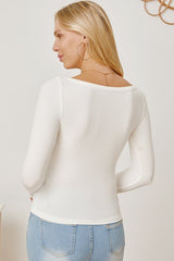 Square Neck Long Sleeve T-Shirt - Cute Little Wish