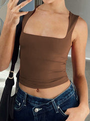 Square Neck Wide Strap Tank - Cute Little Wish